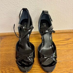 Black Patent Leather Strappy Heels